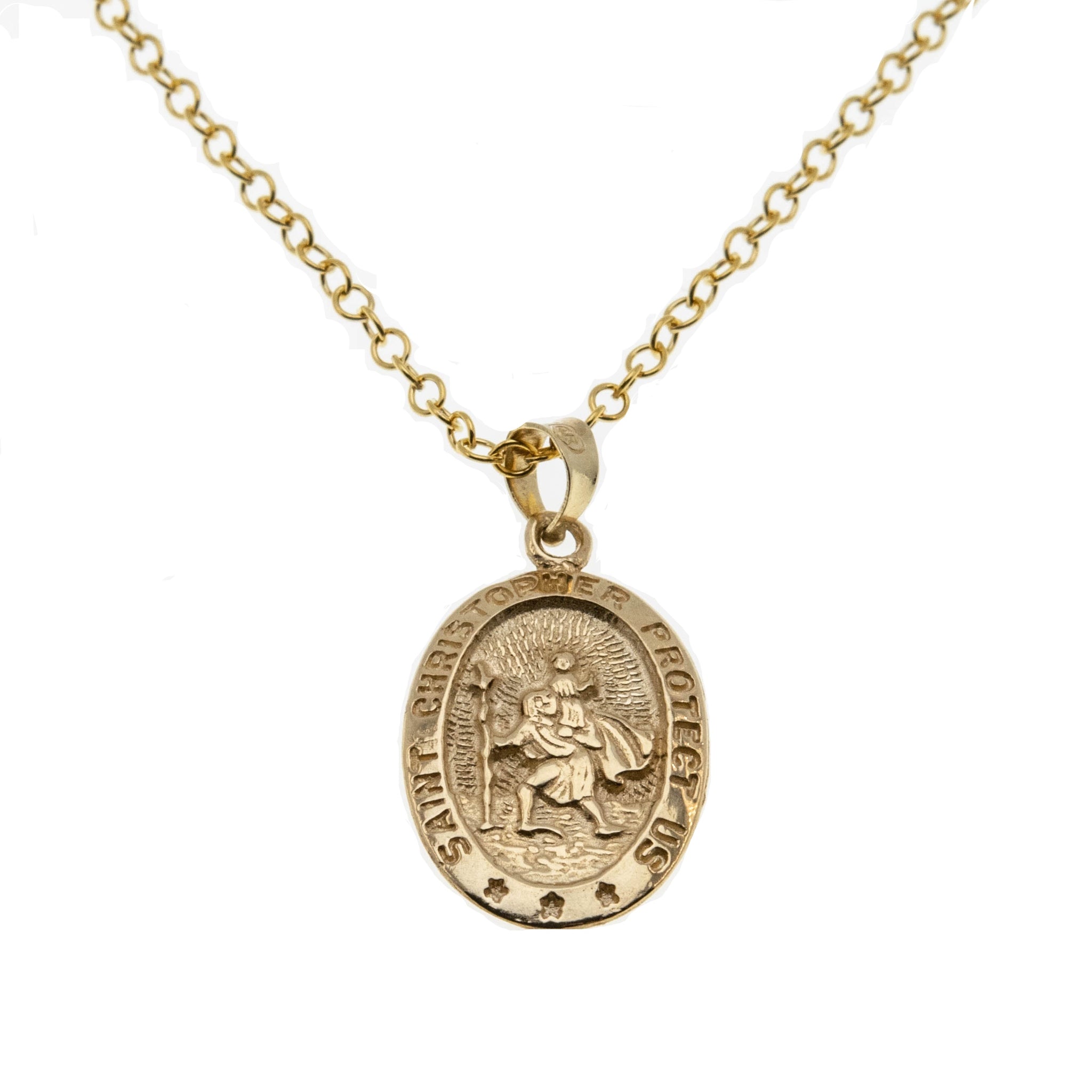 1PCS Saint Christopher Protect Us Medallion New Classic Mythology Pendant  Necklace